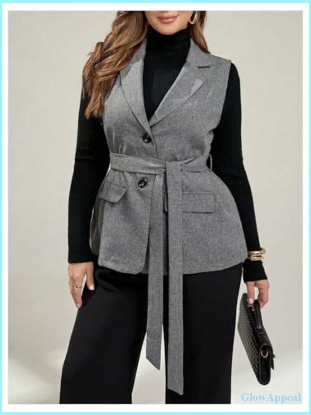 Plus Size Sleeveless Blazer Vest Business Casual Work Jacket - Picture 3 of 5